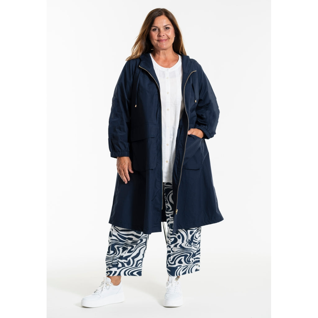 Gozzip Woman GBeate a-shaped coat with no embroidery Coat Navy
