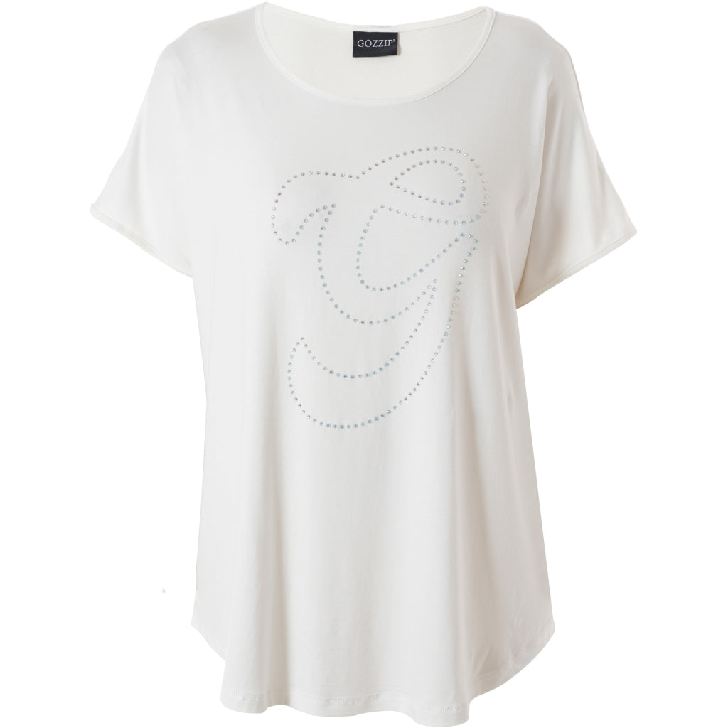 Gozzip Woman GGitte T-shirt with stones T-Shirt White