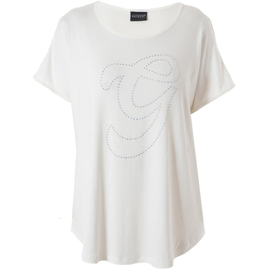 Gozzip Woman GGitte T-shirt with stones T-Shirt White