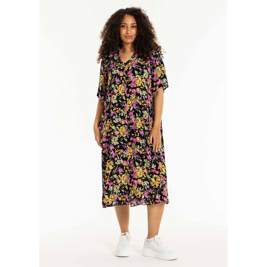 Studio SSally Long dress Long Dress Black with pink flowers