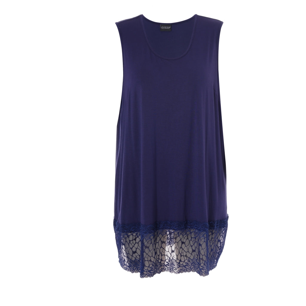 Gozzip Woman GAnny Top with lace Top Navy