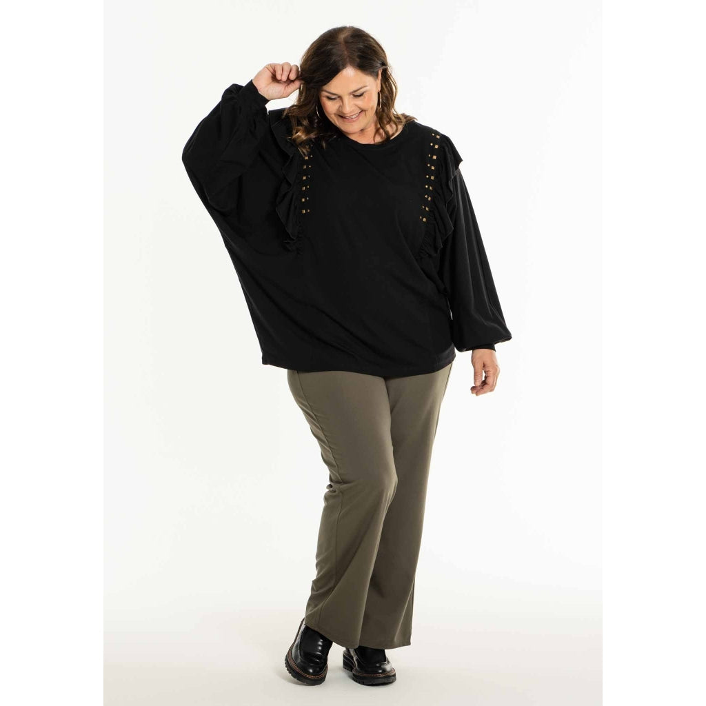 Gozzip Woman GAnsine Batwing blouse Blouse Black