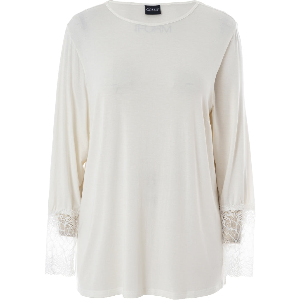 Gozzip Woman GEmira Long t-shirt ved lace T-Shirt Off-White