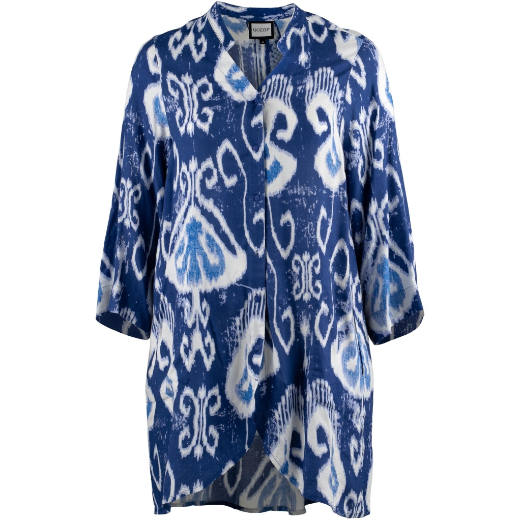 Gozzip Woman GIngun Tunic Tunic Blue print