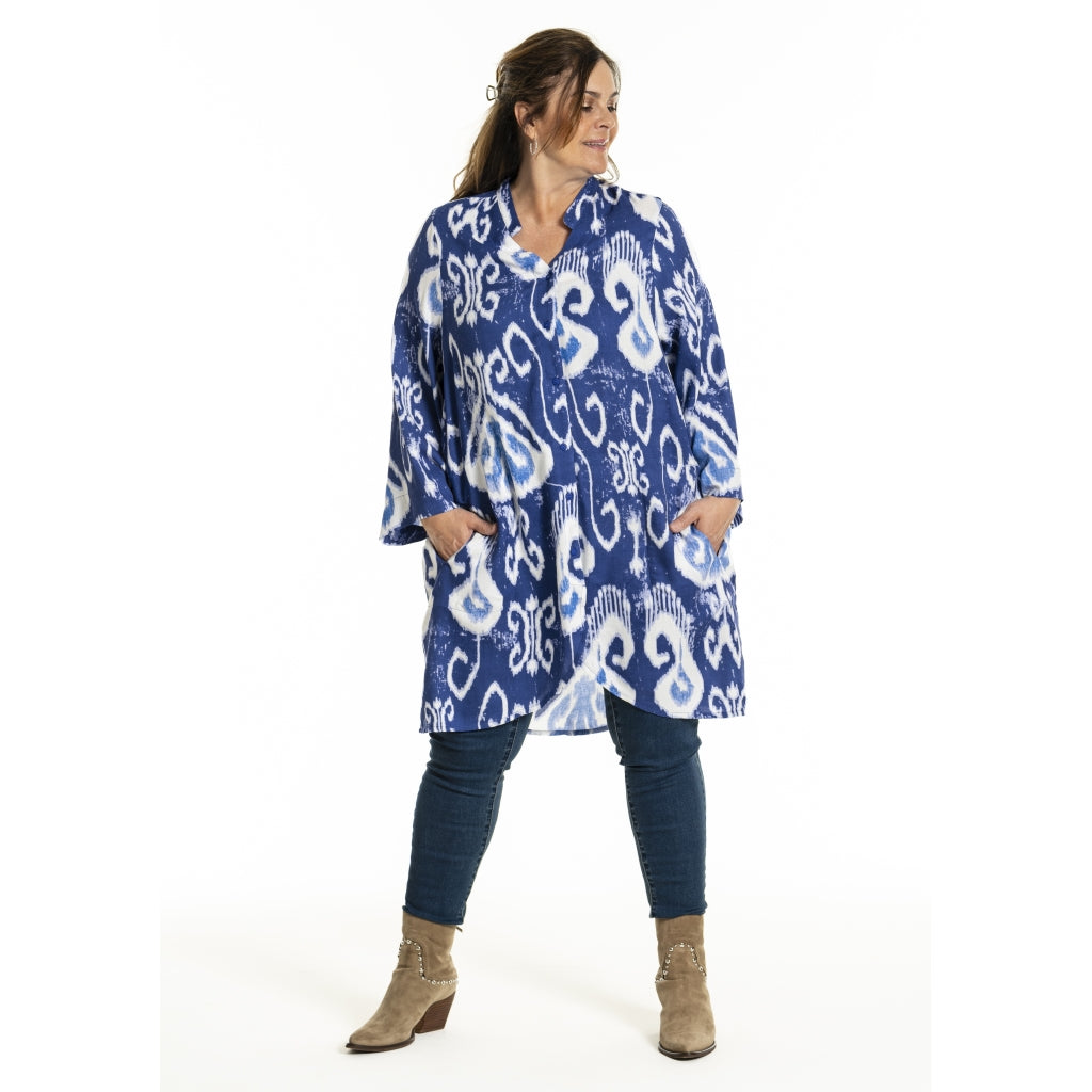 Gozzip Woman GIngun Tunic Tunic Blue print