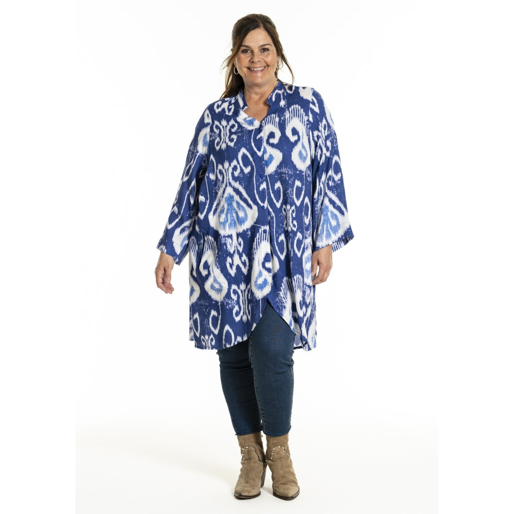 Gozzip Woman GIngun Tunic Tunic Blue print