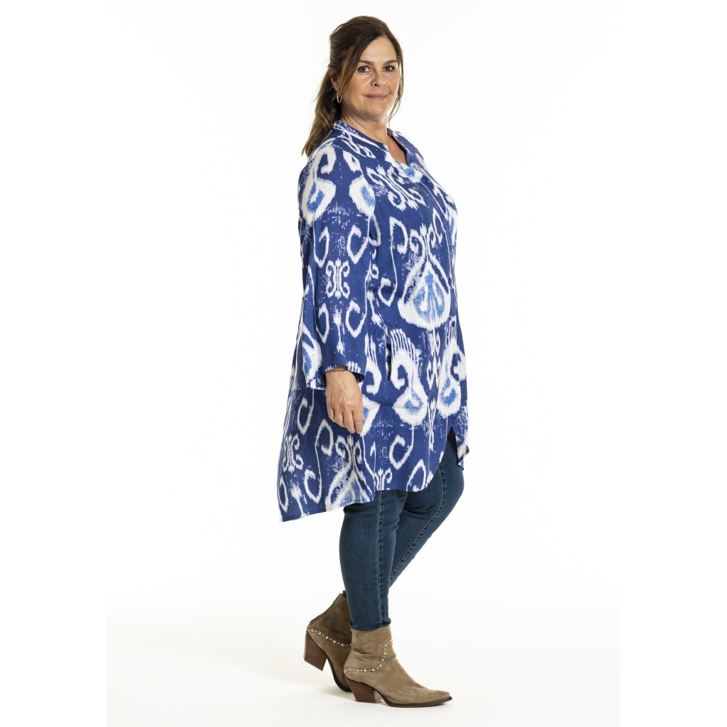 Gozzip Woman GIngun Tunic Tunic Blue print