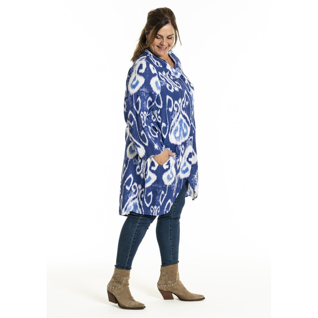 Gozzip Woman GIngun Tunic Tunic Blue print