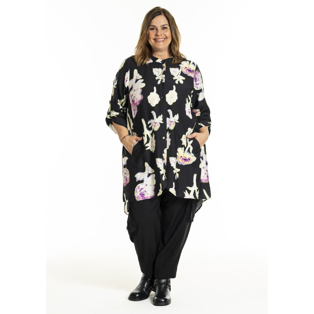 Gozzip Woman GMonna Shirt Tunic Shirt Tunic Black printed