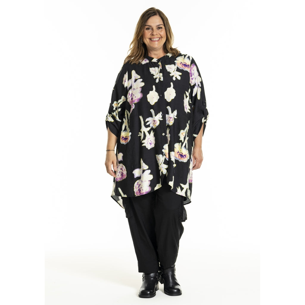 Gozzip Woman GMonna Shirt Tunic Shirt Tunic Black printed