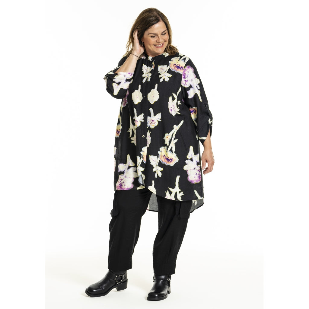 Gozzip Woman GMonna Shirt Tunic Shirt Tunic Black printed