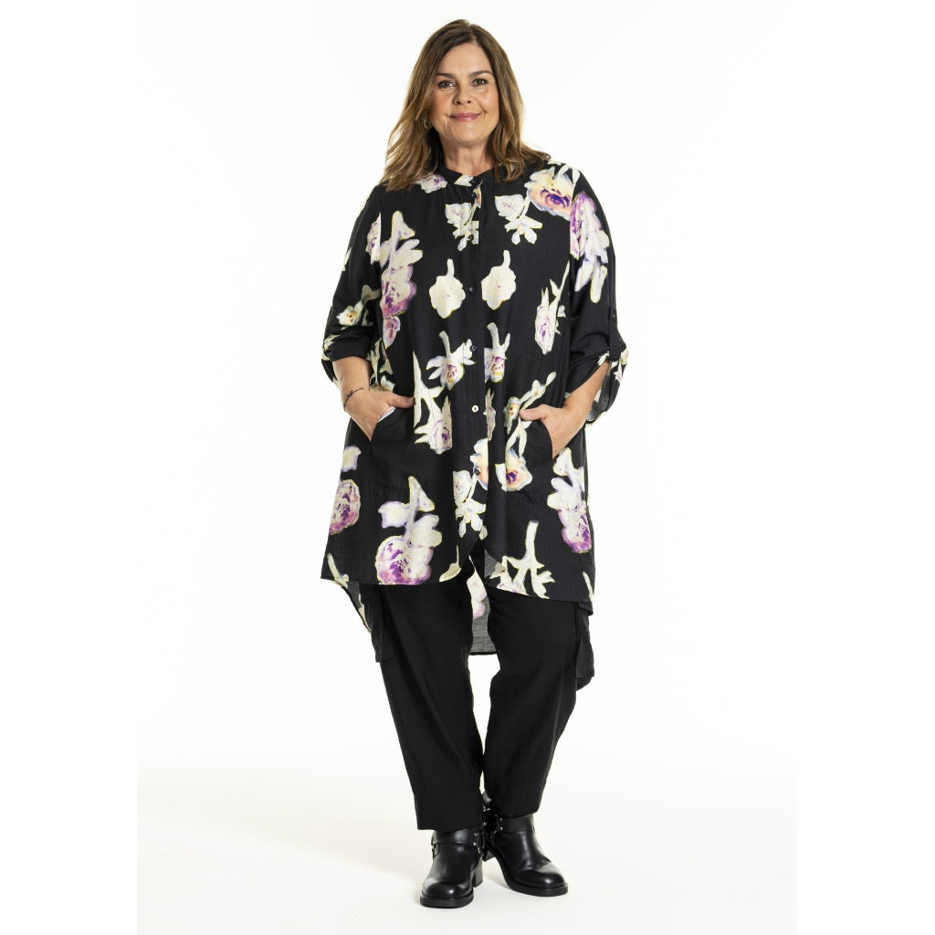 Gozzip Woman GMonna Shirt Tunic Shirt Tunic Black printed