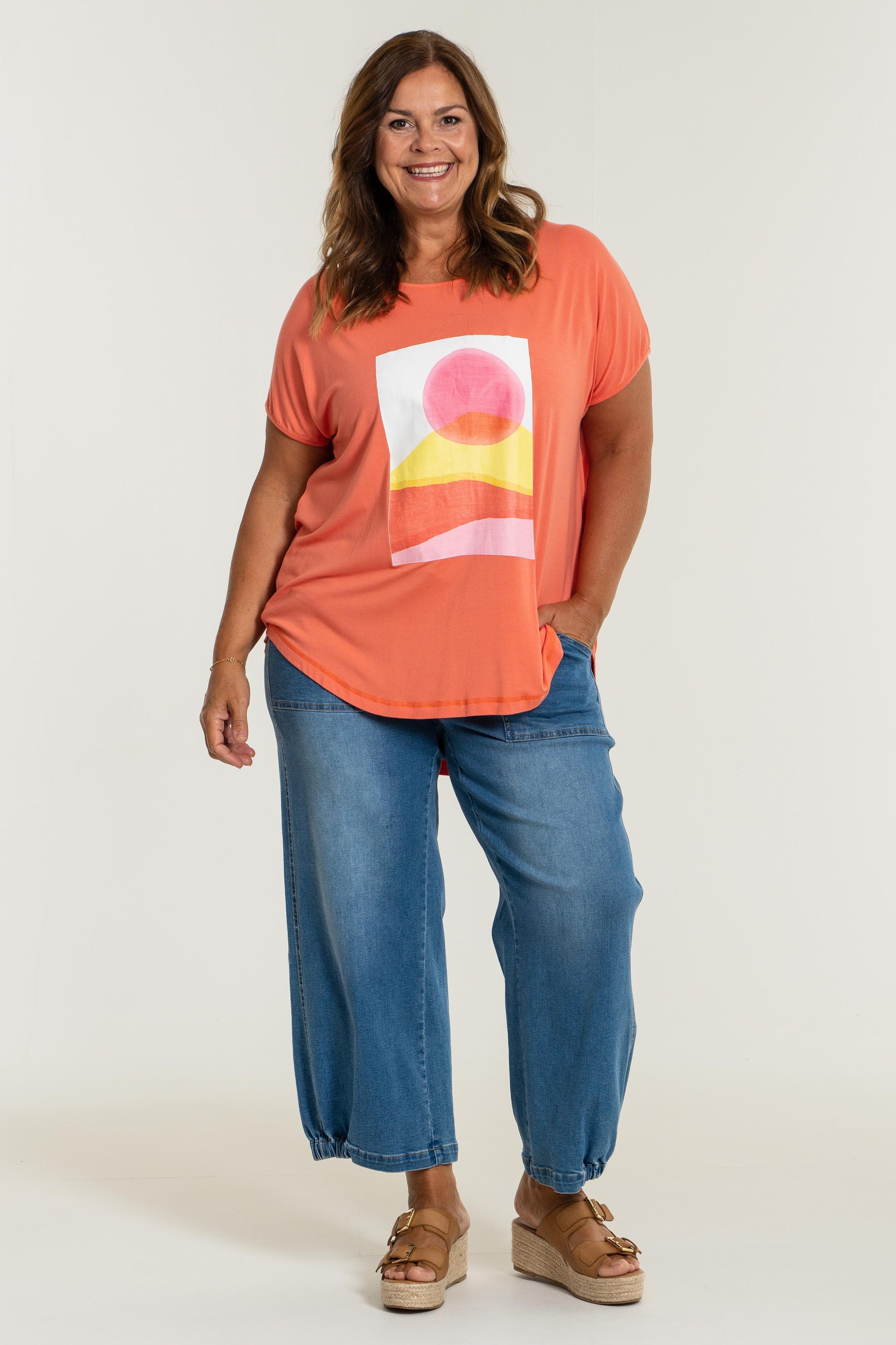 Gozzip Woman Gitte T-shirt with print - FLERE FARVER T-Shirt Coral