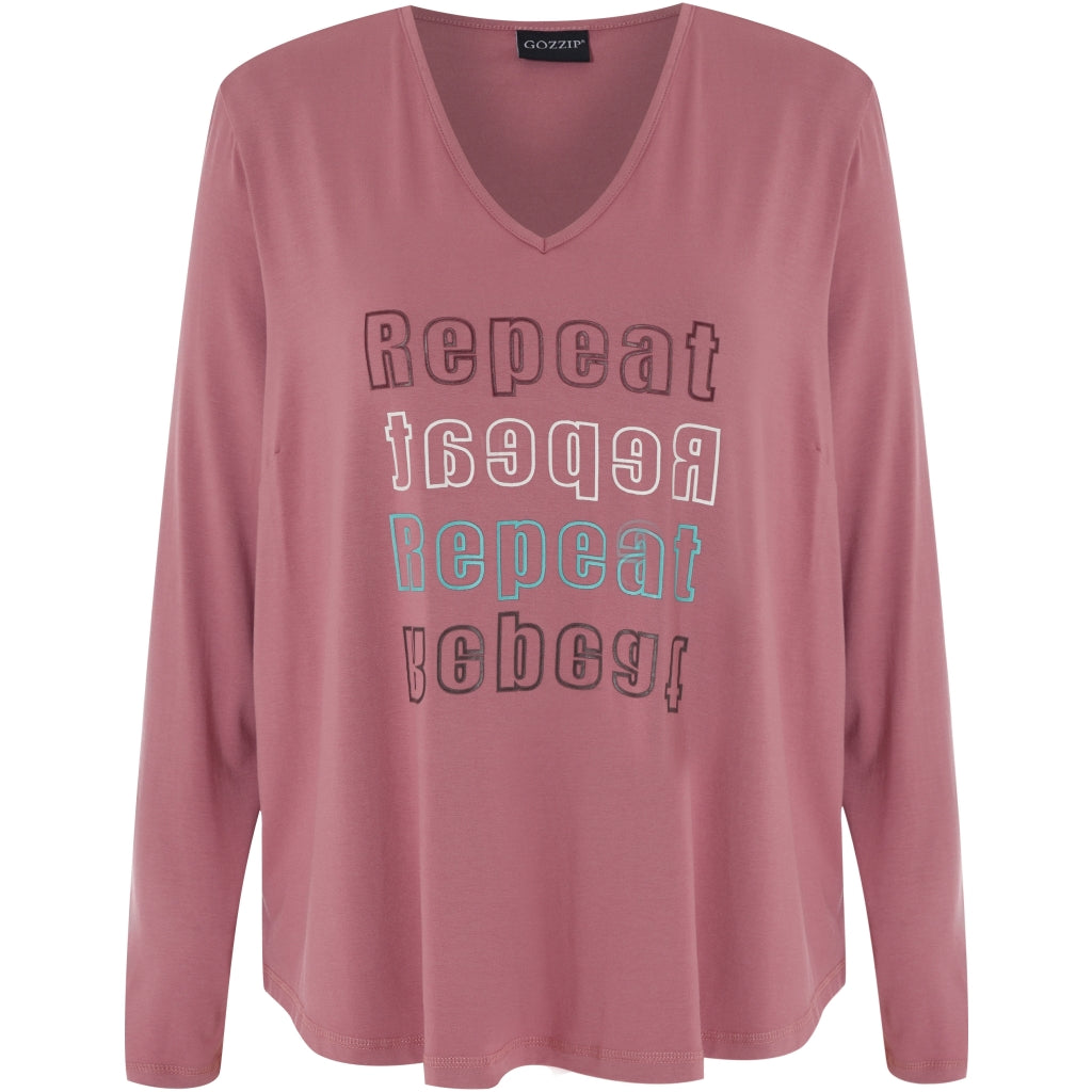 Gozzip Woman Gitte t-shirt with long sleeves with print T-Shirt Winter Rose