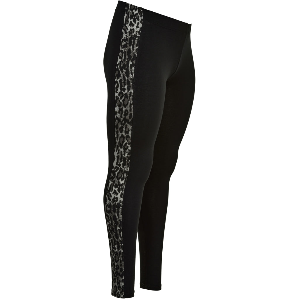 Sandgaard Jersey leggings med leopard detalje Leggings Black with Grey Leoprint