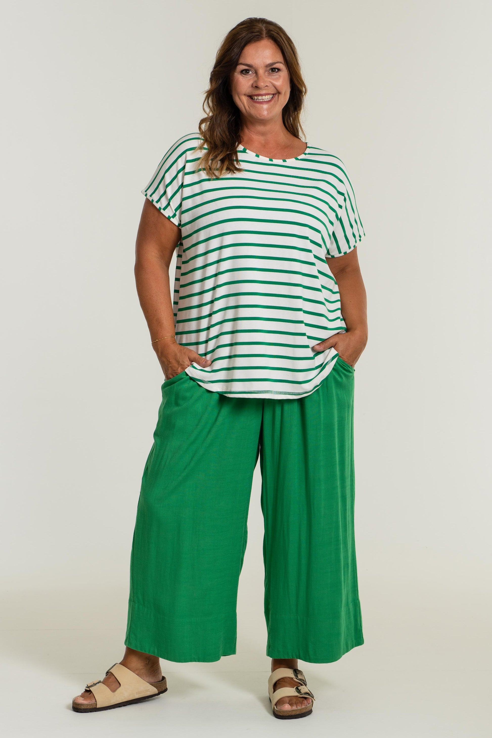 Gozzip Woman Karina Loose 3/4 pants - FLERE FARVER 3/4 Loose Pant Green