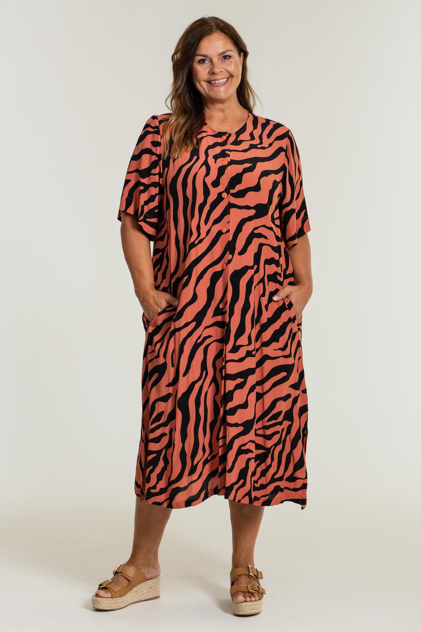 Gozzip Woman Lenja Dress - FLERE FARVER Dress Coral/Black