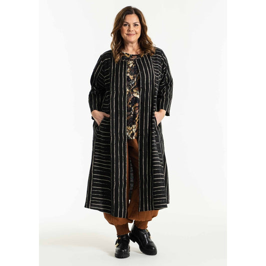 Gozzip Woman Linette Long Cardigan Dress Long Cardigan Dress Black printed