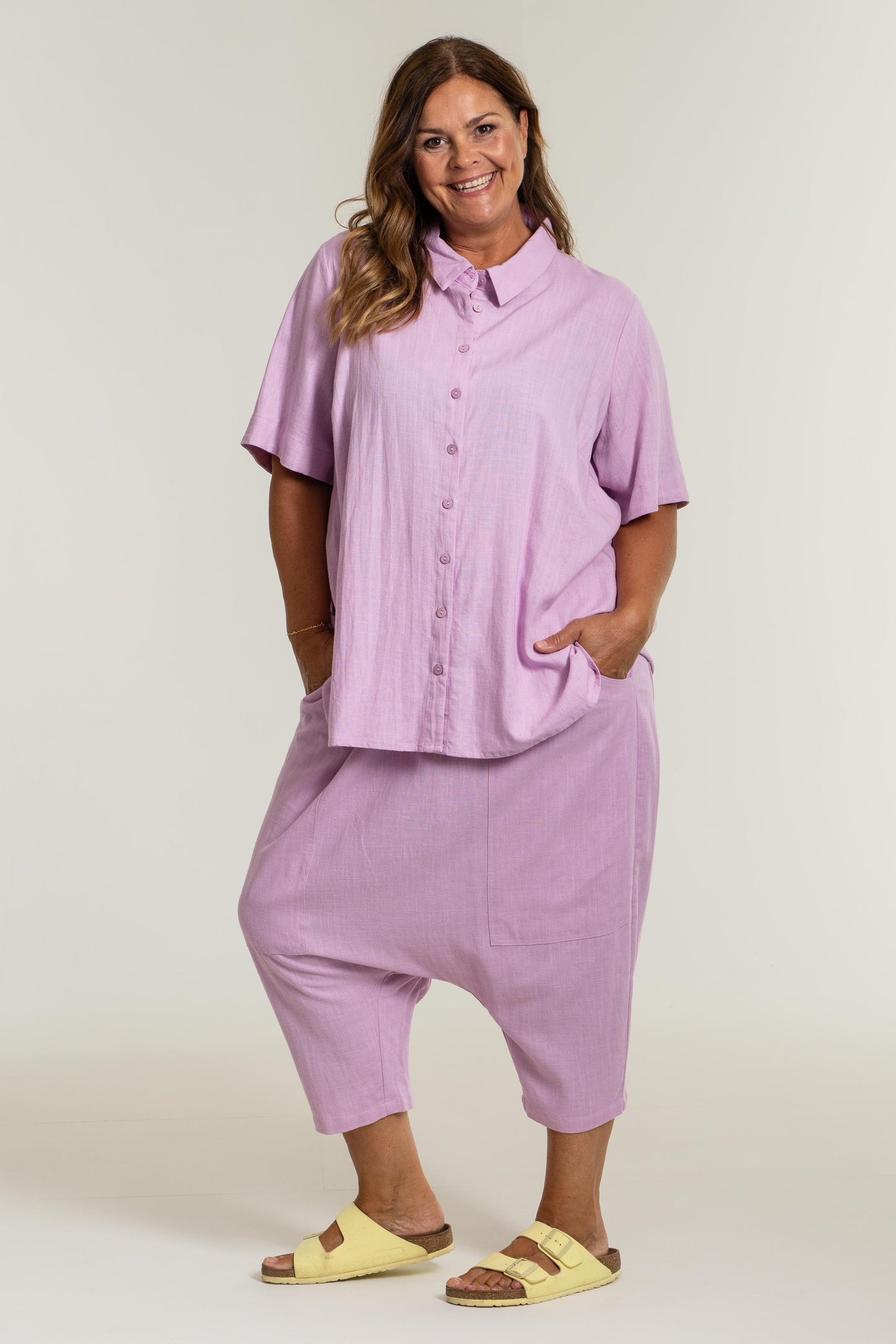 Gozzip Woman Pian Short sleeve Shirt - FLERE FARVER Shirt Pink Lavendel