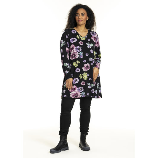 Studio SDitte Tunic Tunic Black with purple flowers