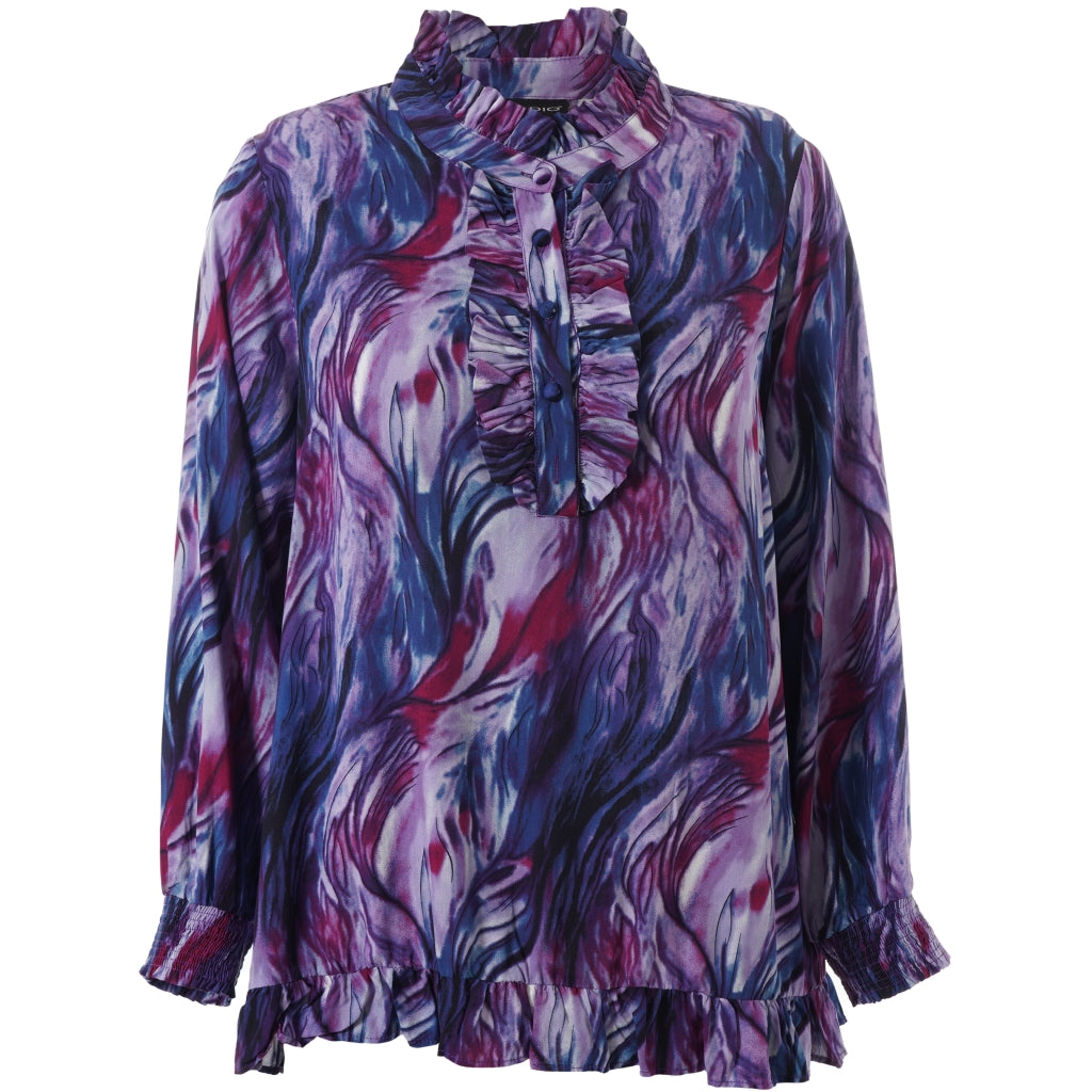 Studio SInger shirt with smock Shirt Purple Printed