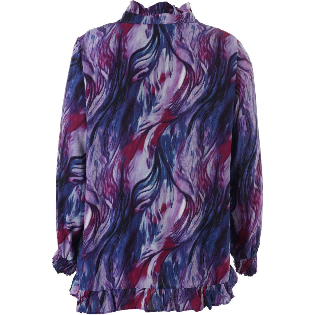 Studio SInger shirt with smock Shirt Purple Printed