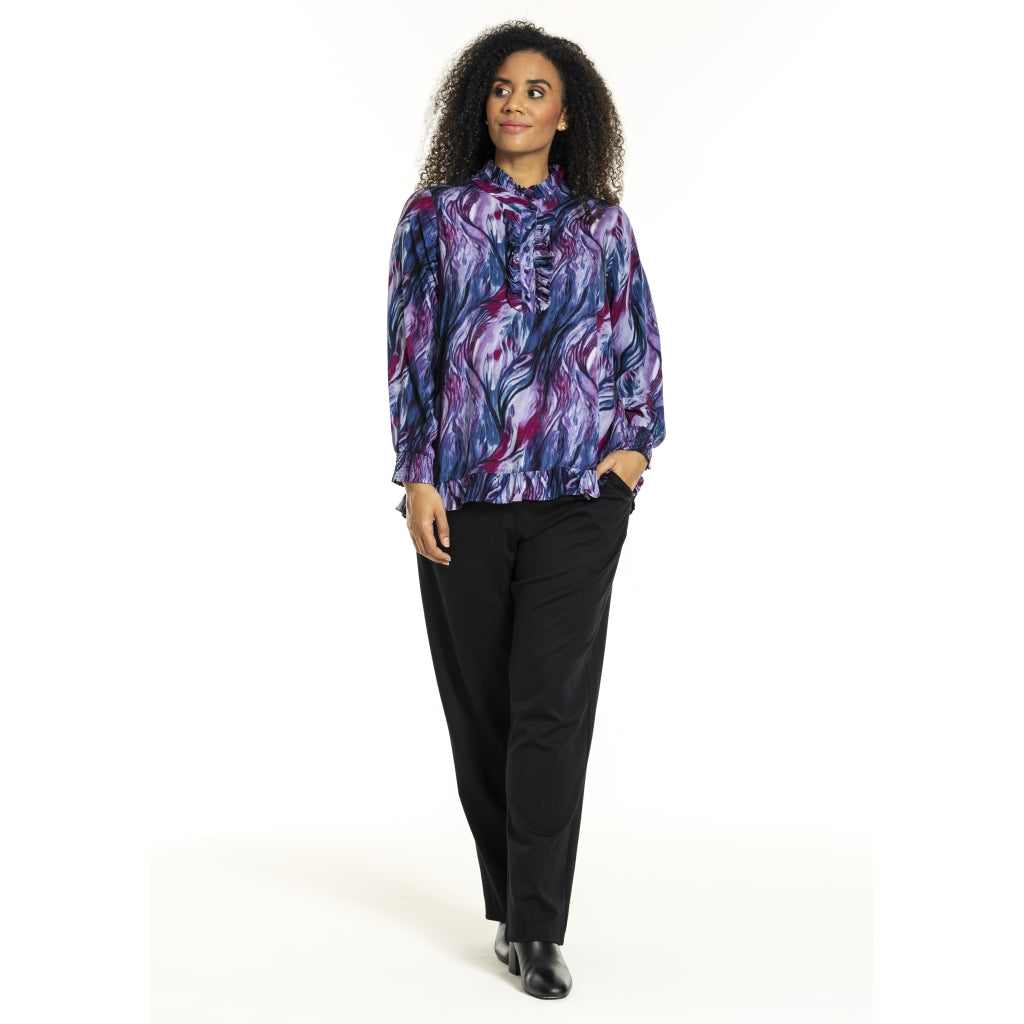 Studio SInger shirt with smock Shirt Purple Printed