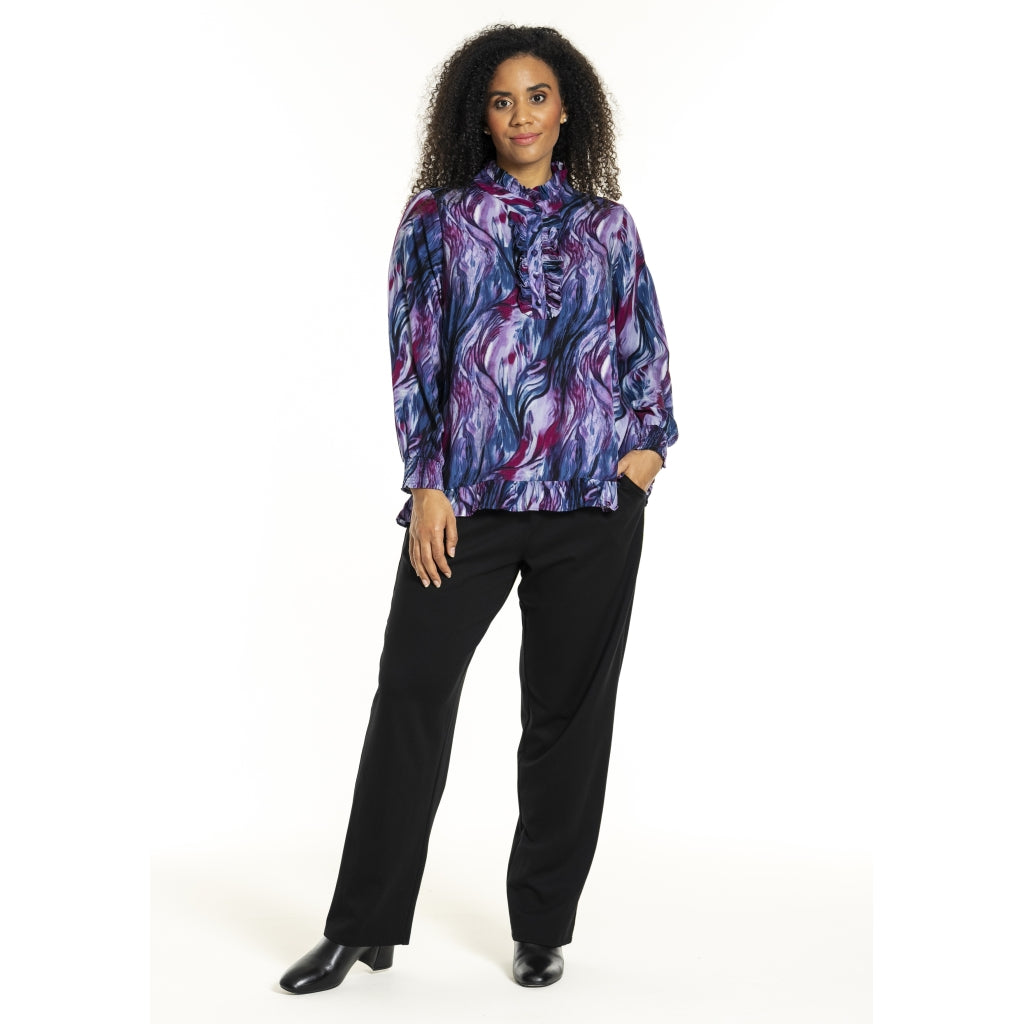 Studio SInger shirt with smock Shirt Purple Printed