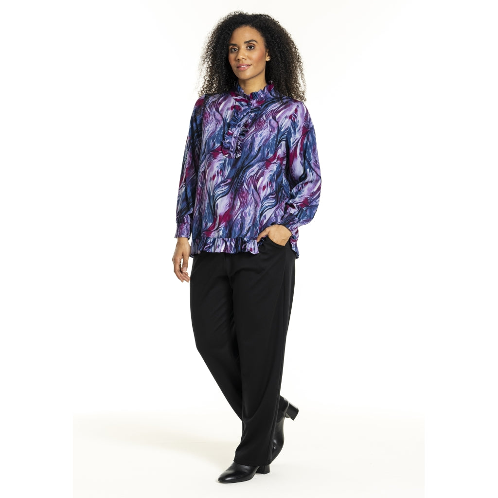 Studio SInger shirt with smock Shirt Purple Printed