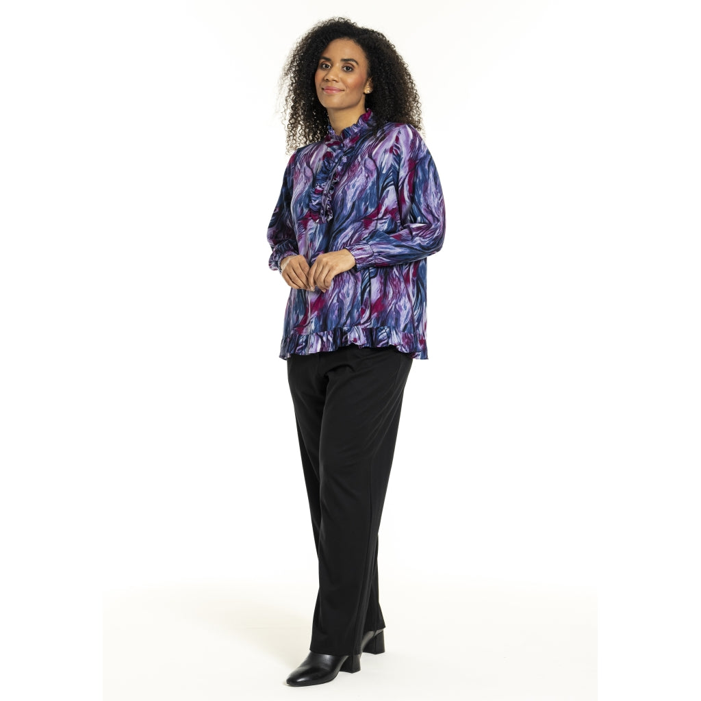 Studio SInger shirt with smock Shirt Purple Printed