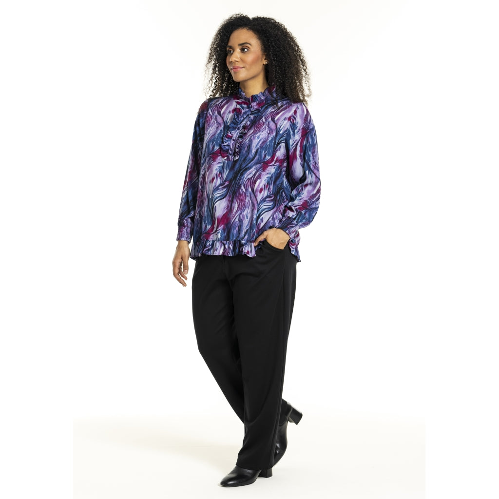 Studio SInger shirt with smock Shirt Purple Printed