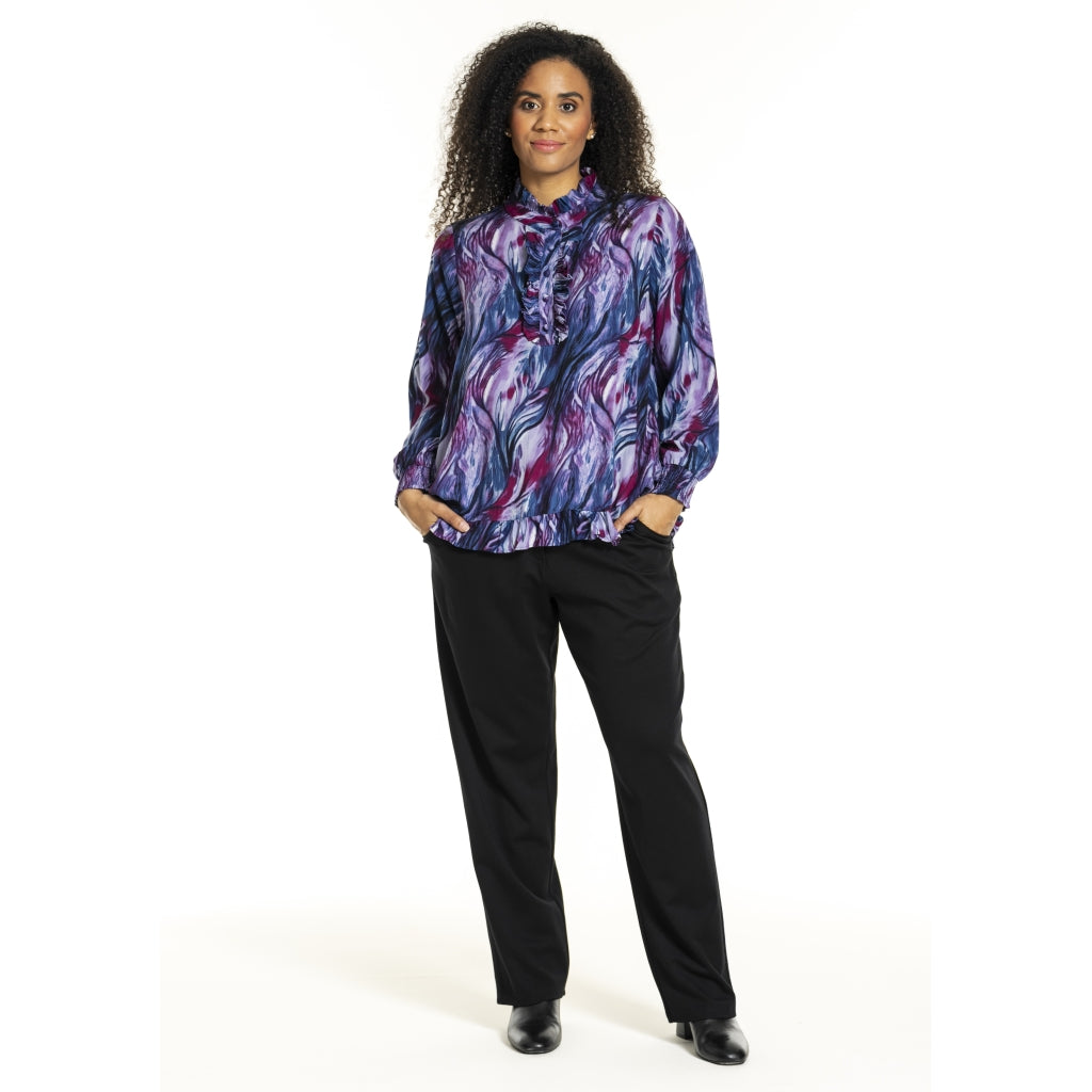 Studio SInger shirt with smock Shirt Purple Printed