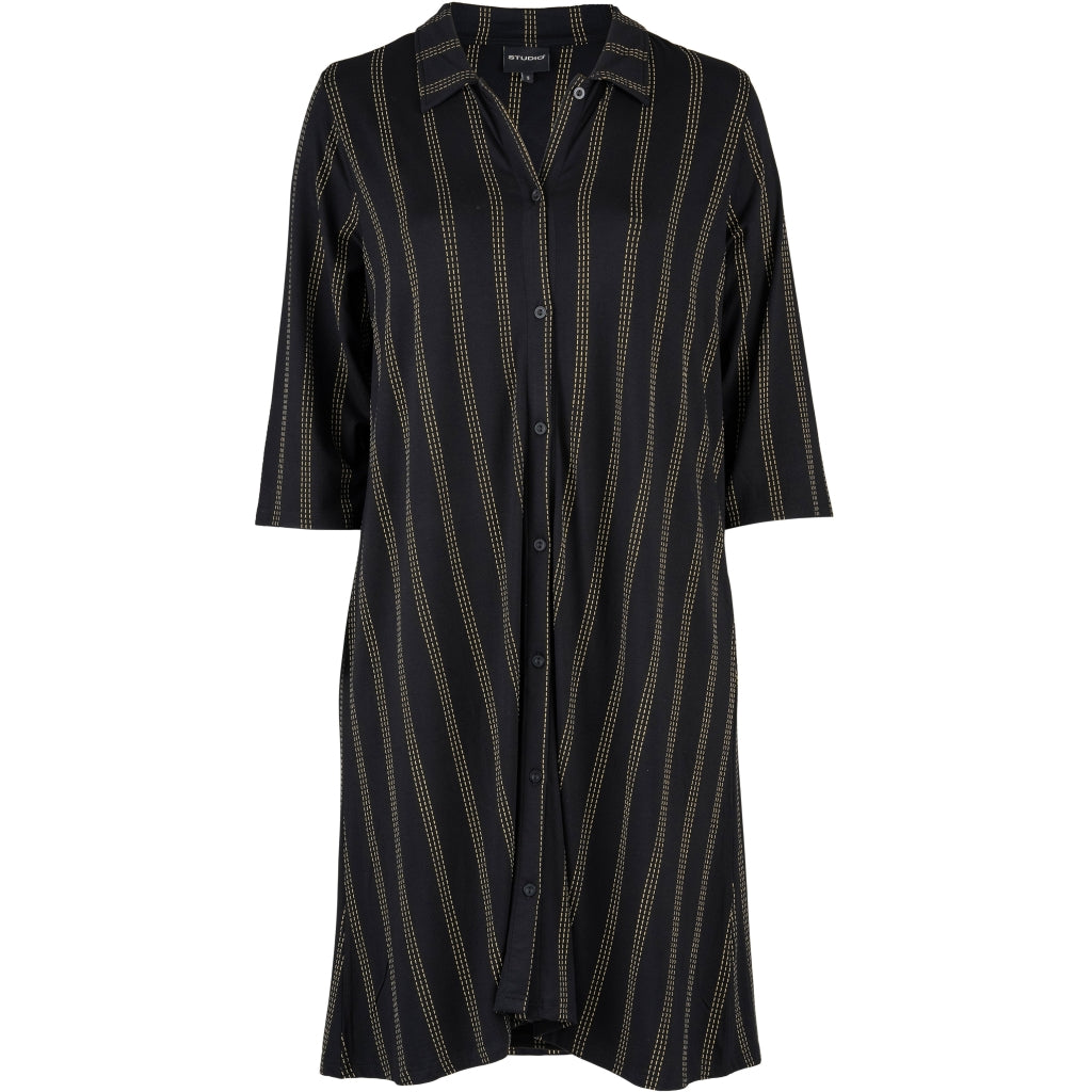 Studio SNelli Shirt Dress Shirt Dress Black with gold stripes