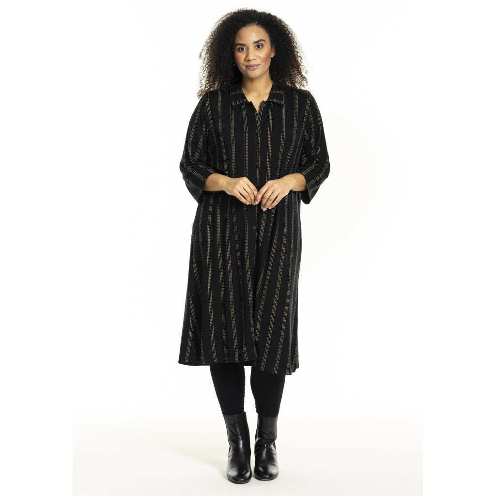 Studio SNelli Shirt Dress Shirt Dress Black with gold stripes