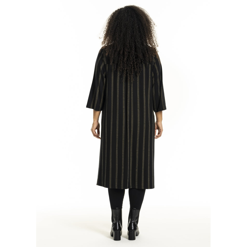 Studio SNelli Shirt Dress Shirt Dress Black with gold stripes