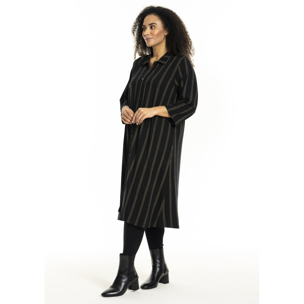 Studio SNelli Shirt Dress Shirt Dress Black with gold stripes