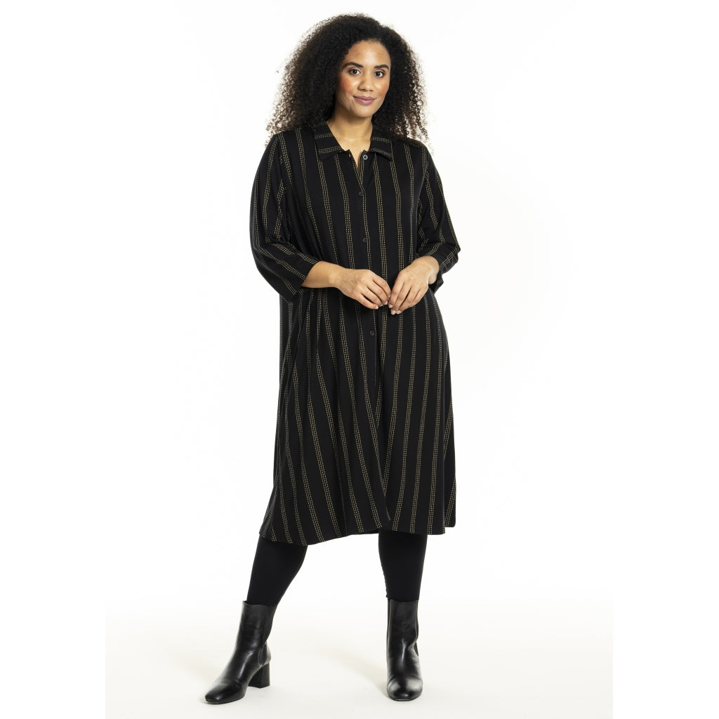 Studio SNelli Shirt Dress Shirt Dress Black with gold stripes