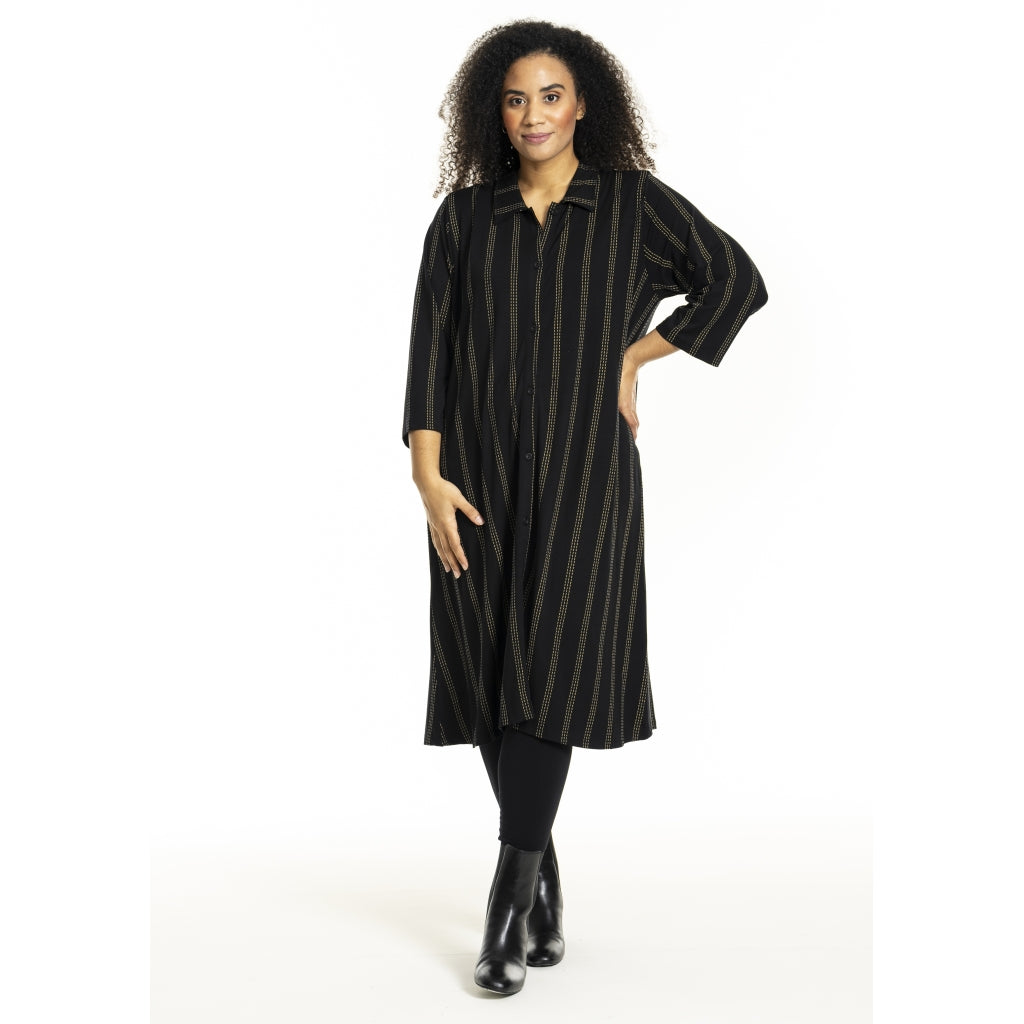 Studio SNelli Shirt Dress Shirt Dress Black with gold stripes