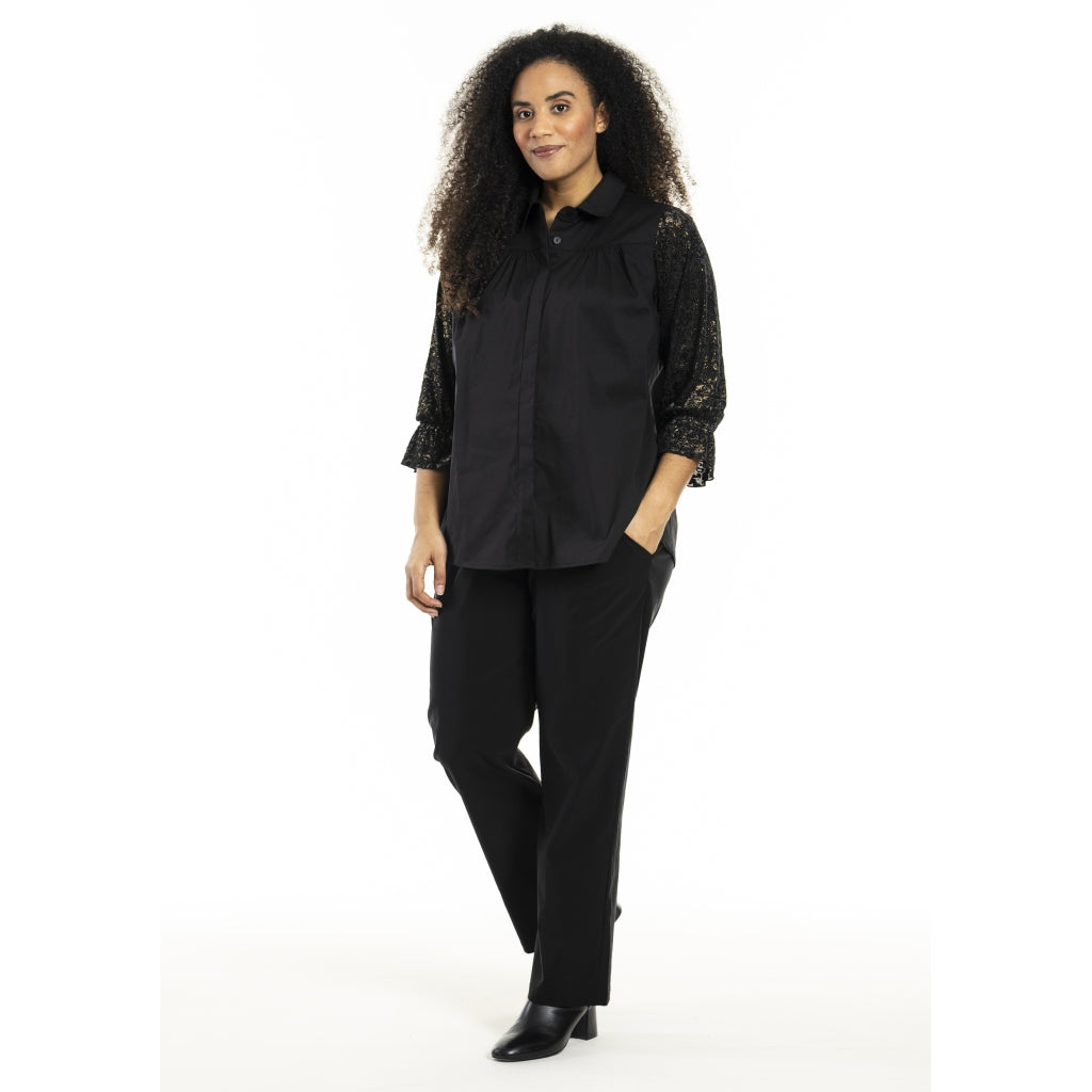 Studio SThara Shirt Shirt Black with gold flock