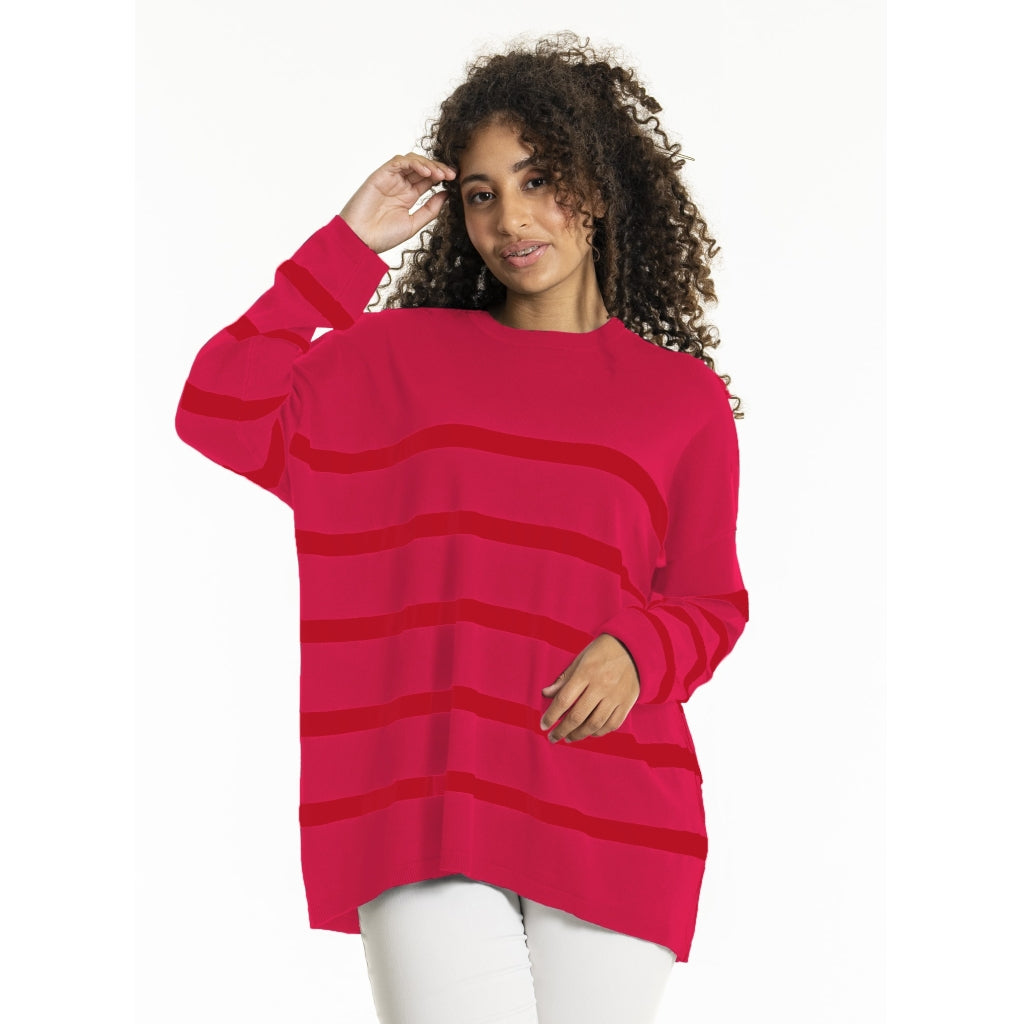 Sandgaard Strikket langærmet bluse Blouse Striped Red/Pink