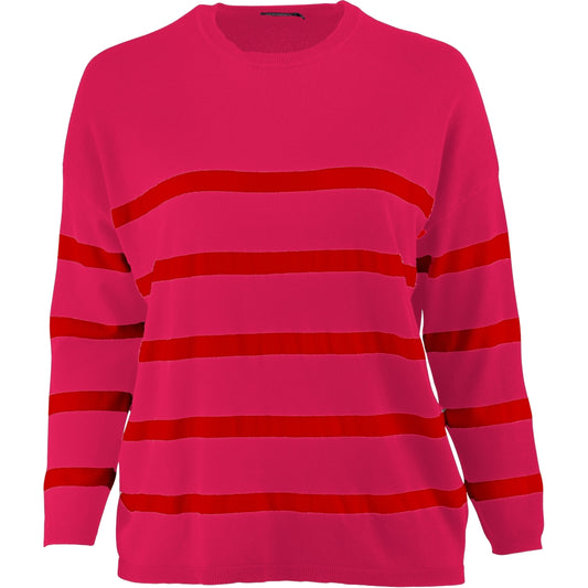 Sandgaard Strikket langærmet bluse Blouse Striped Red/Pink