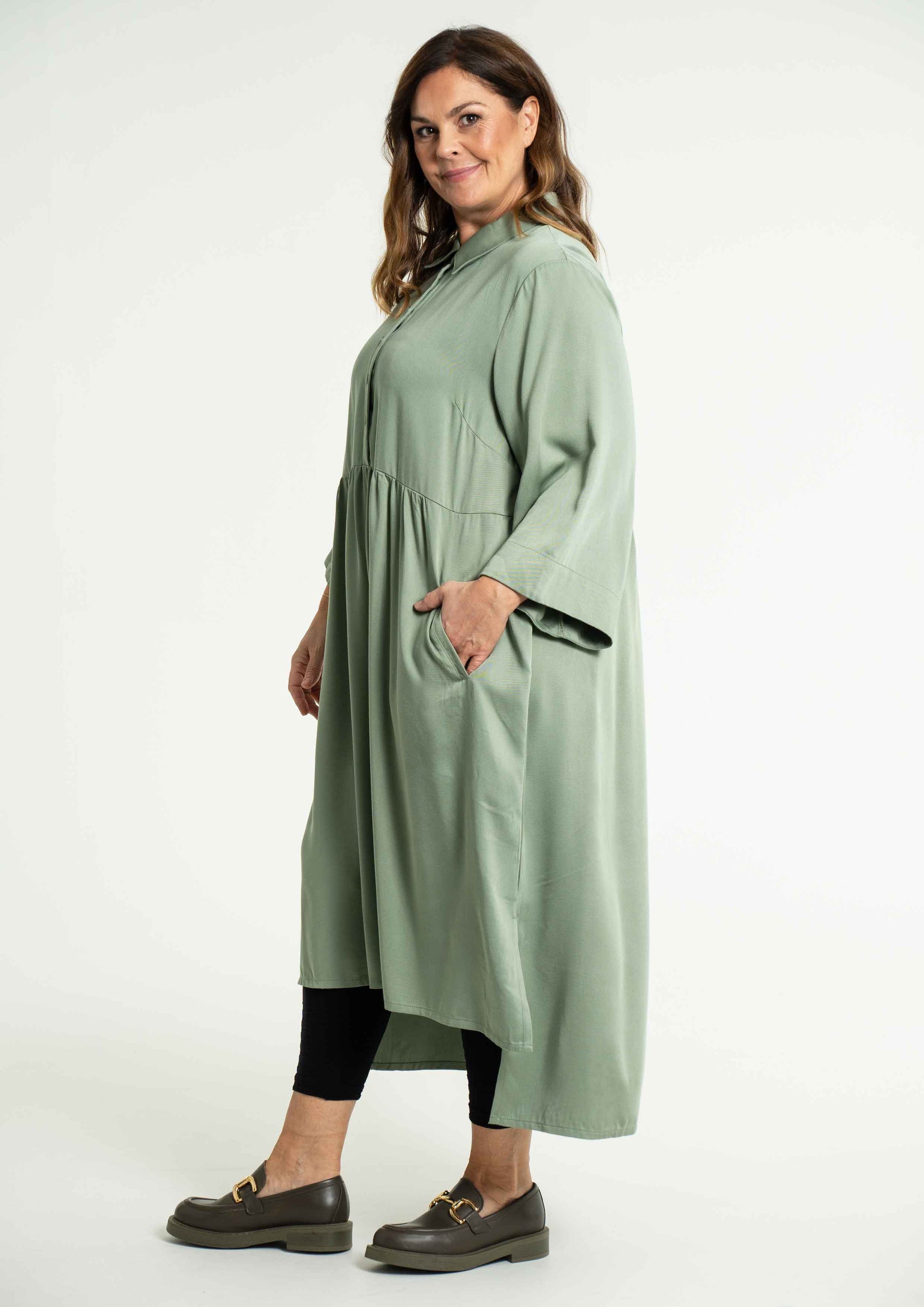 Gozzip Woman Susanne Dress Dress Dusty Green