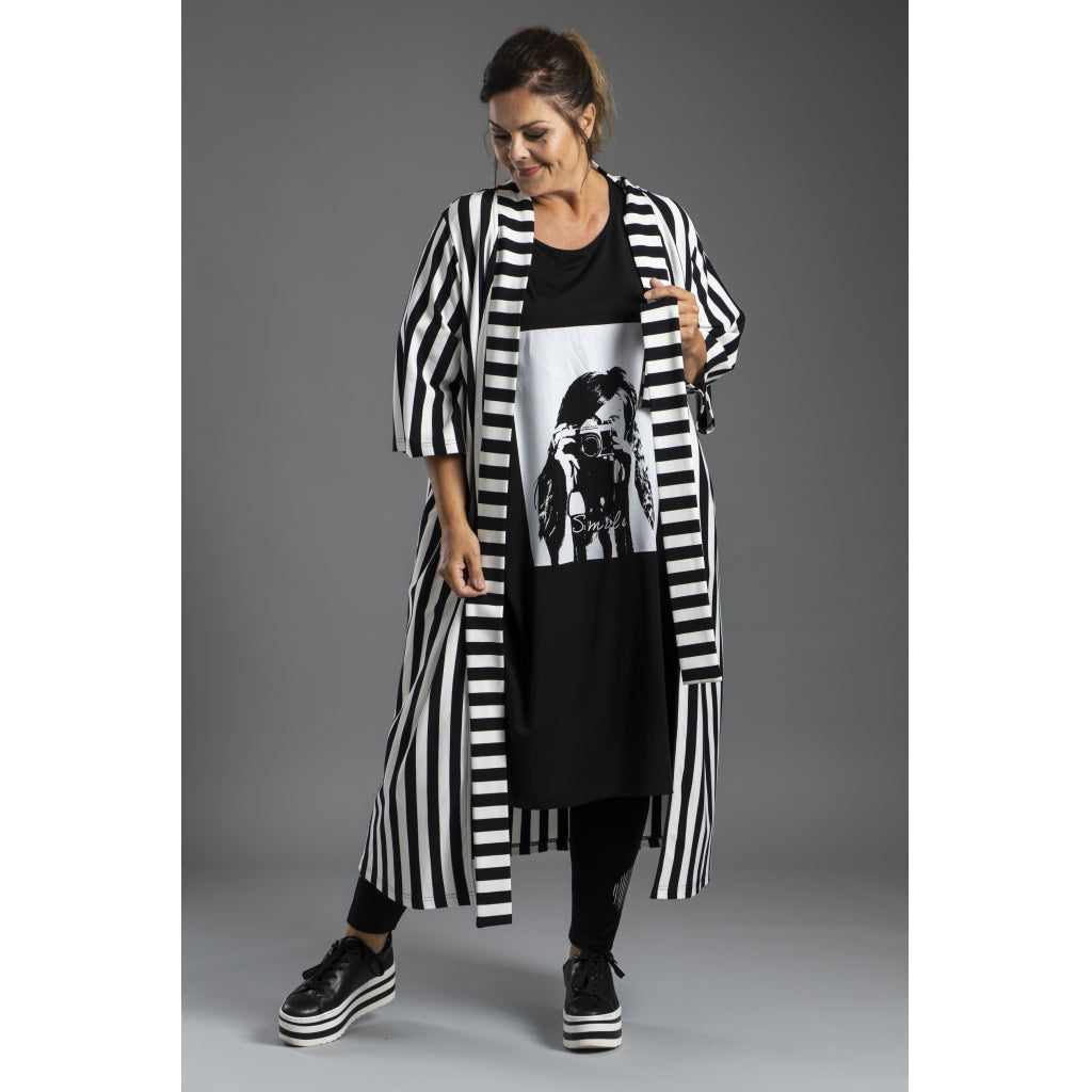 Gozzip Woman Maria Cardigan Cardigan Black/White stripe