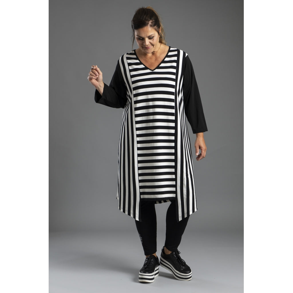Gozzip Woman Matilda Tunic Tunic Black with mix with stripe