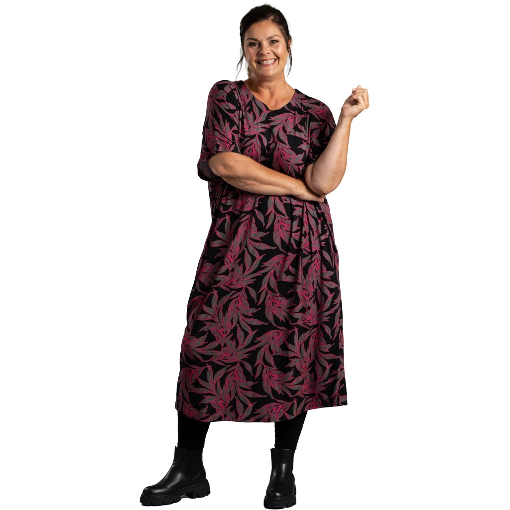 Gozzip Woman Pil Oversize Dress Oversize Dress Black with print